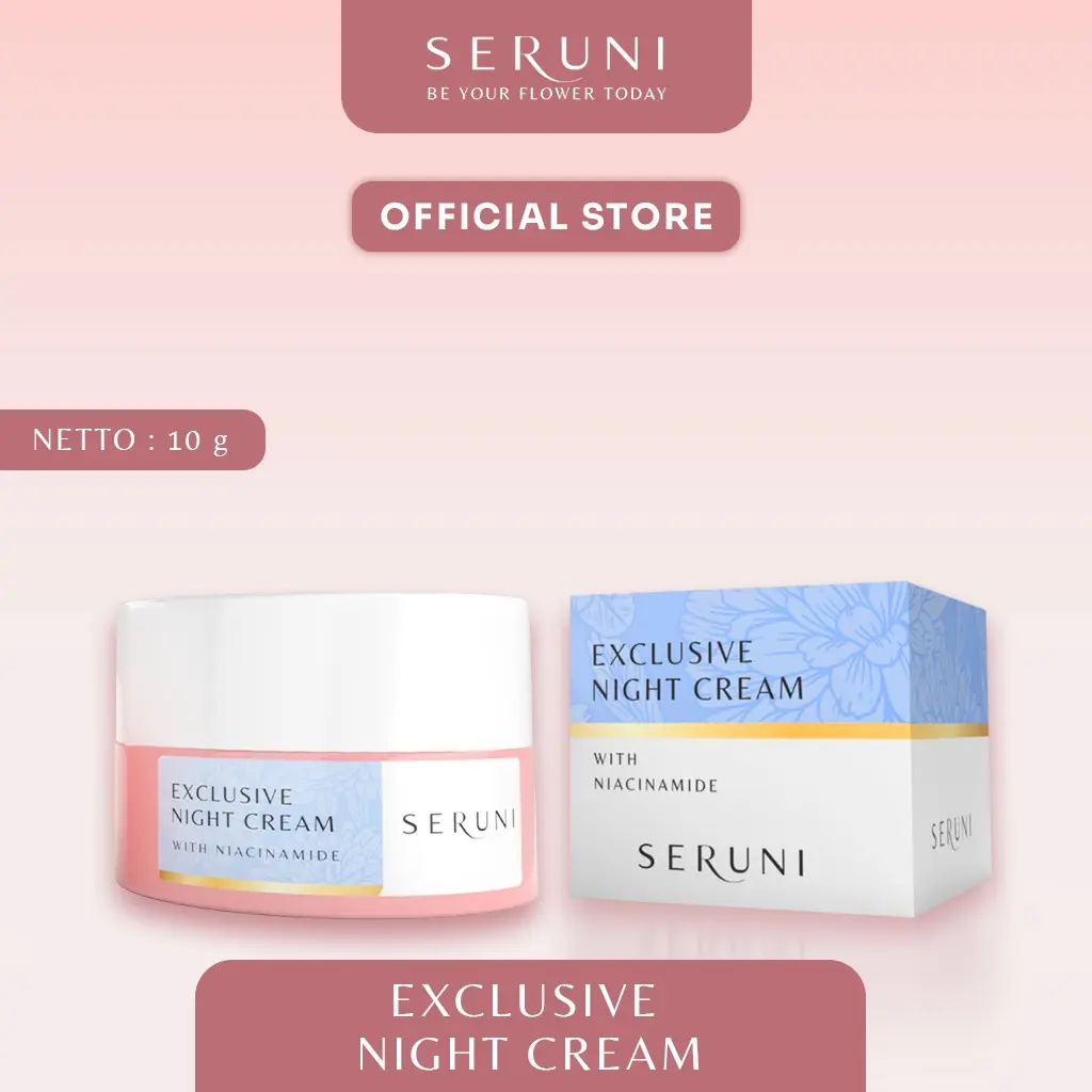 Seruni - Night Cream Seruni Skincare / Krim malam seruni skincare/Mencerahkan wajah / Melembabkan kulit wajah / Mengandung Niacinamide