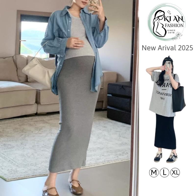 Chân váy bầu công sở body KIAN 079 dáng suông chữ A tôn dáng chân váy bầu trơn basic váy bầu siêu co dãn dễ phối đi làm đi chơi đi tiệc Đầm Bầu Voi