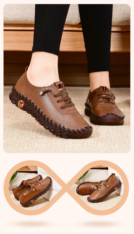 Product Introduction of Sneakers Women Shoes Leather Loafers Shoes for Women Comfortable Slip on Shoes Hand Sewing Thread Mom Shoes 28