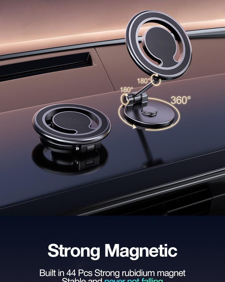 Product Introduction of Sanptoch For Magsafe Foldable Car Mount 360°Rotatable Adjustable Magnetic Phone Holder For iPhone 14 13 12 Pro Max Mini Alloy Cellphone Holder For Car 9