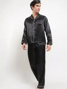 Setelan Baju Tidur Pria 287 Anne Wintours Hitam (18082025)(430)(62304 33011) Gift Kado Pyjamas Lengan Panjang Celana Panjang Kancing Satin