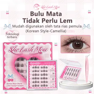 [TANPA LEM] HX04 SHE LASH MOU Bulu Mata Palsu Tanpa Lem Eyelash Extension Korean Style-Camellia