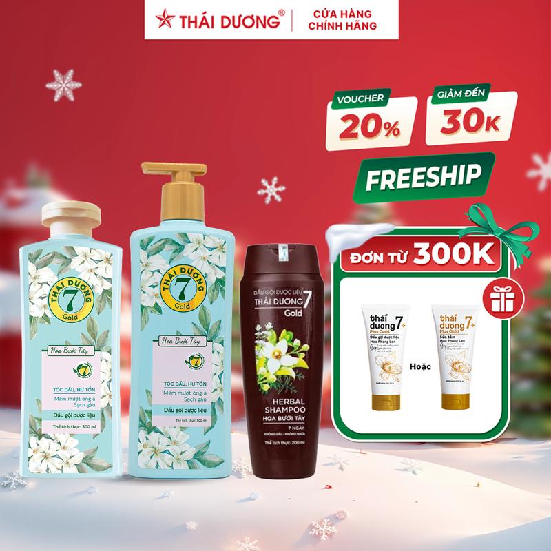   Combo  Dầu gội Thái Dương 7 GOLD hoa bưởi tây chai 500ml Hoăc Bộ gội xả Thái Dương 7 chai 200ml - Sao Thái Dương 