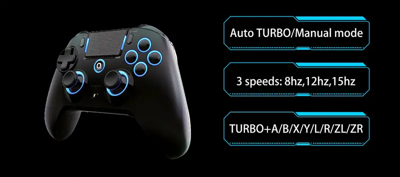 【QRD Spark N5】Controle com LED de efeito Hall 9 cores e 4 níveis de vibração ajustáveis, compatível com PS4, PS3, PS2 e PC para jogos