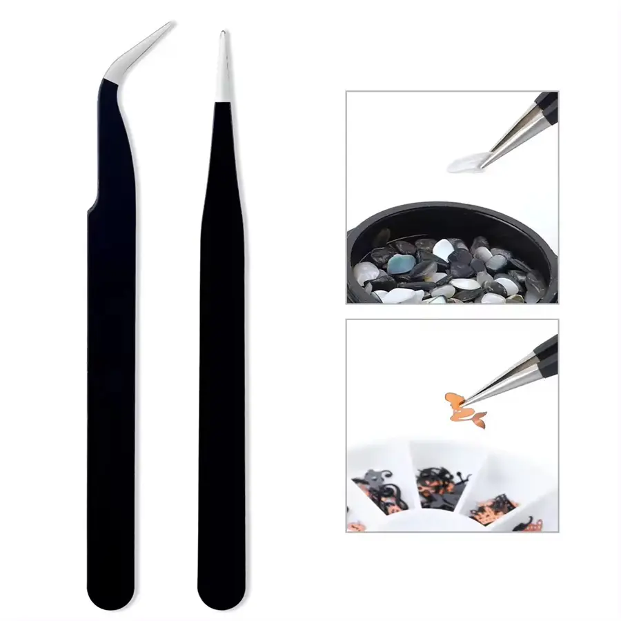 2PCS/Set Stainless Steel Black Polarized Disposter Embarrassment Disposter Autumn and Winter New Beauty Shop Special straight+curved eyelashes Planting fake eyelashes Makeup Cosmetic