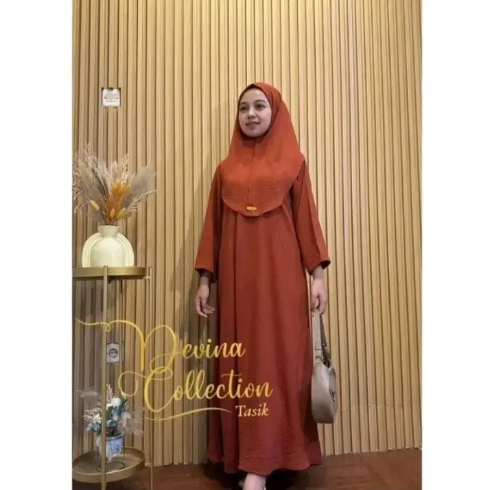GAMIS ABAYA+ HIJAB JUMBO CRINGKEL AIRFLOW Polos/gamis muslim , 2