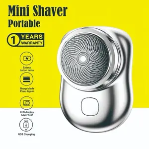 Elektrik Mini Alat Cukur Jenggot Kumis Bulu Shaver Bulat Kecil