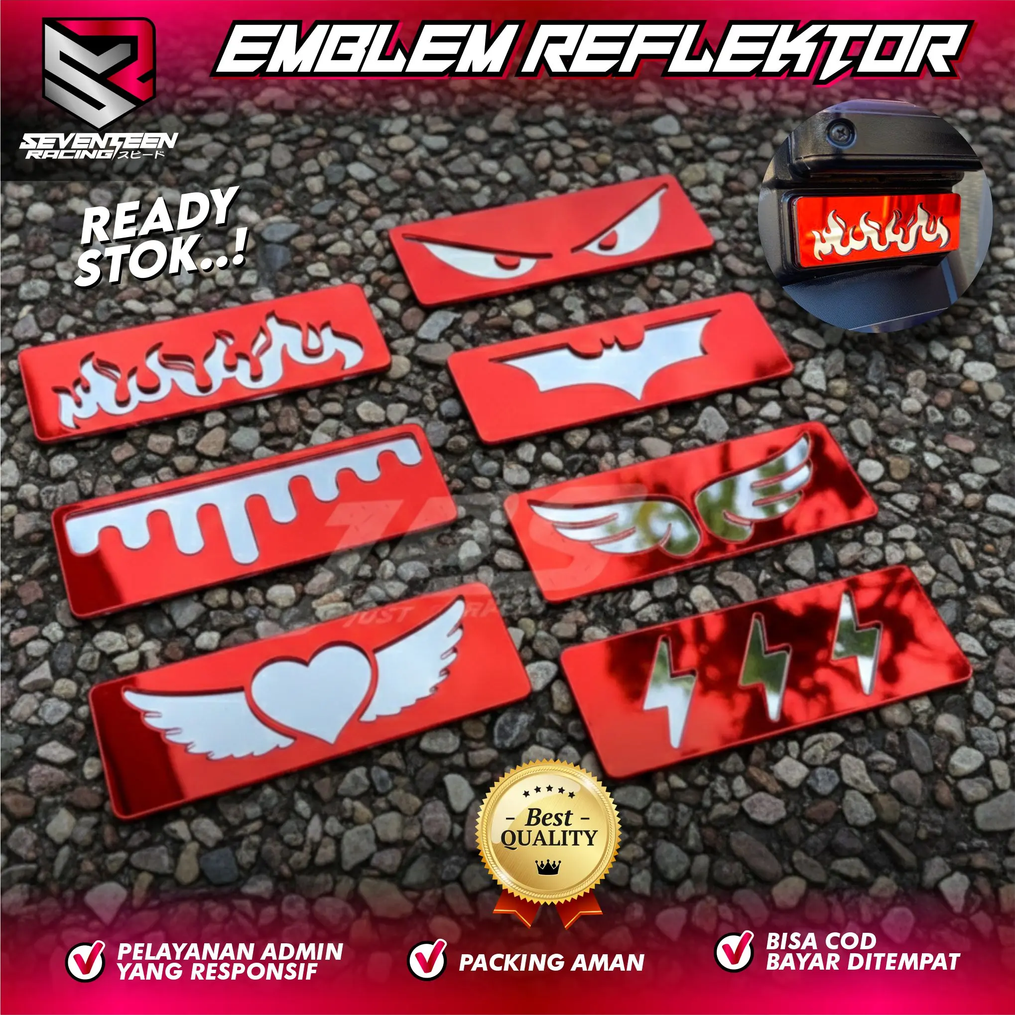 Emblem Reflektor Universal Mata Kucing Variasi Spakbor Motor Universal