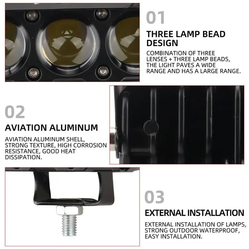 LAMPU TEMBAK LASER/LAMPU TEMBAK MINI 3 Mata/TANPA KIPAS/SUPER BRIGHT HI LO 35 WATT LAMPU TEMBAK MOTOR MOBIL/FOGLAMP 3 MATA/Super Terang Full Aluminium Putih Kuning/Full Alumunium Premium Car 4