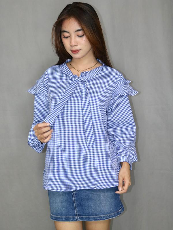 LILIUM AIT - MANDA BLOUSE - BLOSUSE KOTAK-KOTAK KOREAN STYLE 3