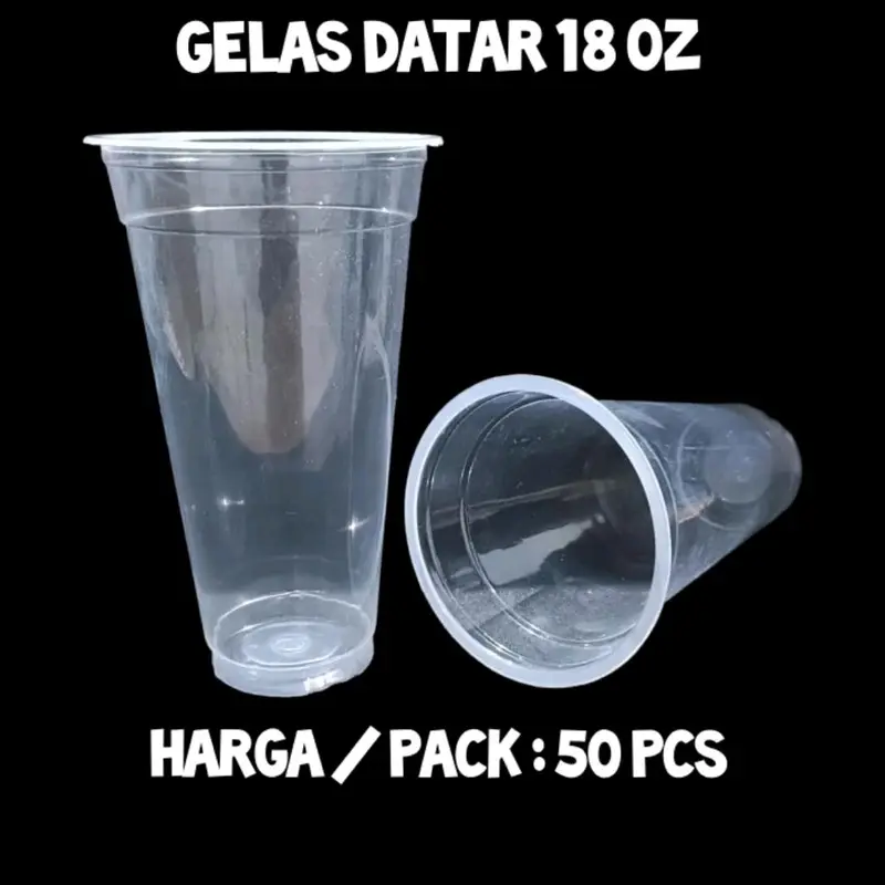 Gelas Cup Plastik 18 oz - Kualitas Bagus dan Tahan Lama (50 pcs) 1