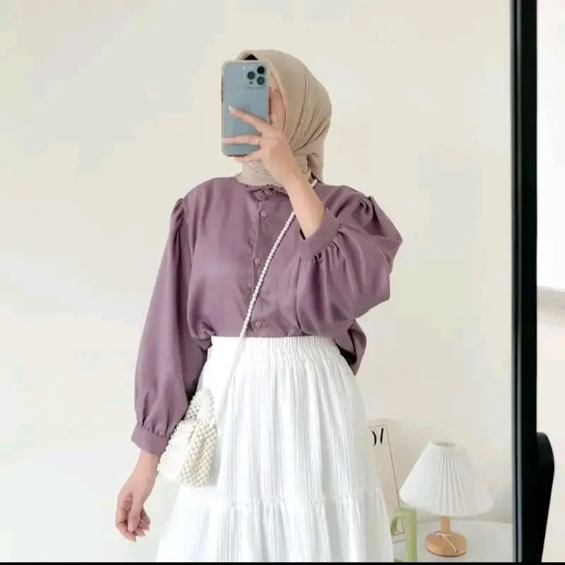 Syakila elze/atasan polos wanita dewasa terbaru kekinian/blouse korean  syakila simpel Baju Fit kemeja  viral