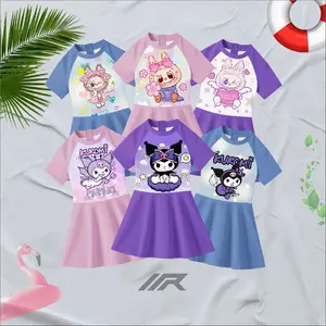 Baju Renang Anak Perempuan Rok Inner Lengan Pendek Usia 1-10 Tahun Karakter Kuromi Labubu Bahan Spandek Premium
