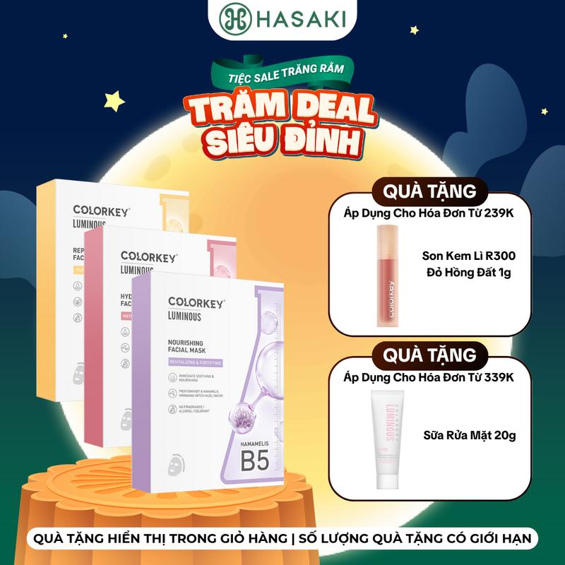 [HÓA ĐƠN 239K TẶNG SON KEM LỲ 1G] Combo 3 Hộp Mặt Nạ Colorkey 10 Miếng/ Hộp | HASAKI BEAUTY