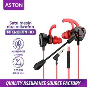 【Aston】Headset Gaming Earphone hedset Bass 360° Musik In-ear 3.5mm dengan Mikrofon Handfree