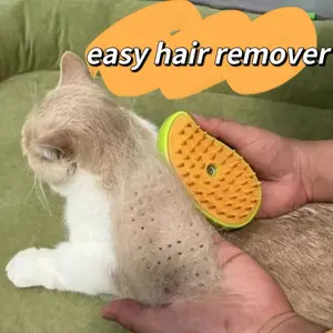 Steamy Dog Brush Electric Spray Cat Hair Brush 3 in1 Dog Steamer Brush for Massage Pet Grooming Removing Tangled and Loose Hair