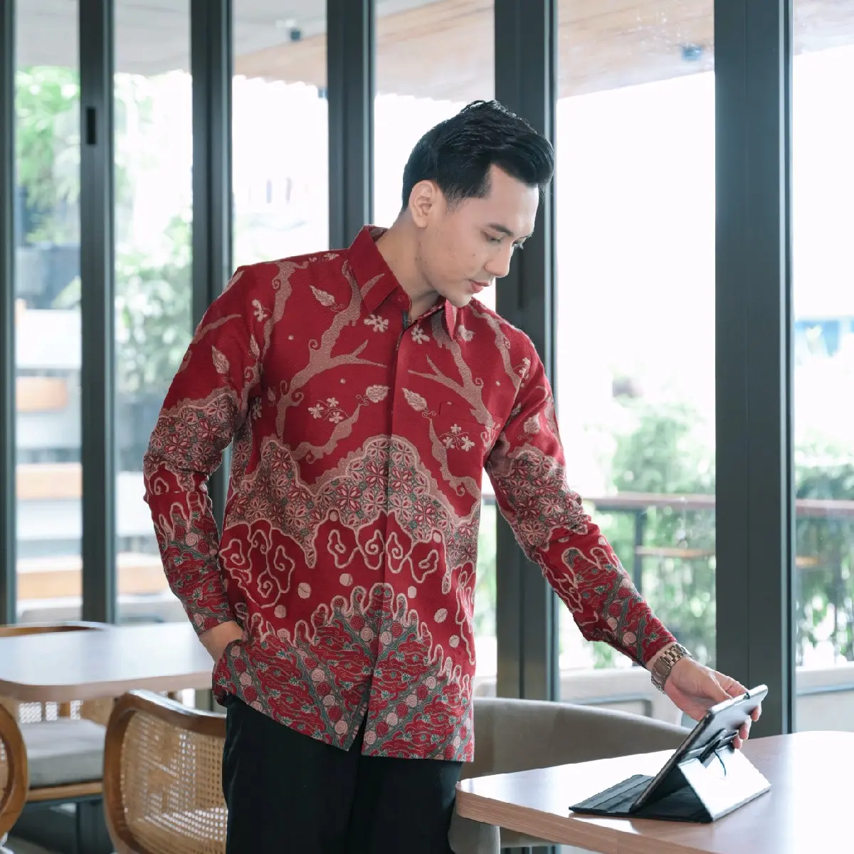 Kemeja batik premium pria lengan panjang bahan doby lapis furing hero