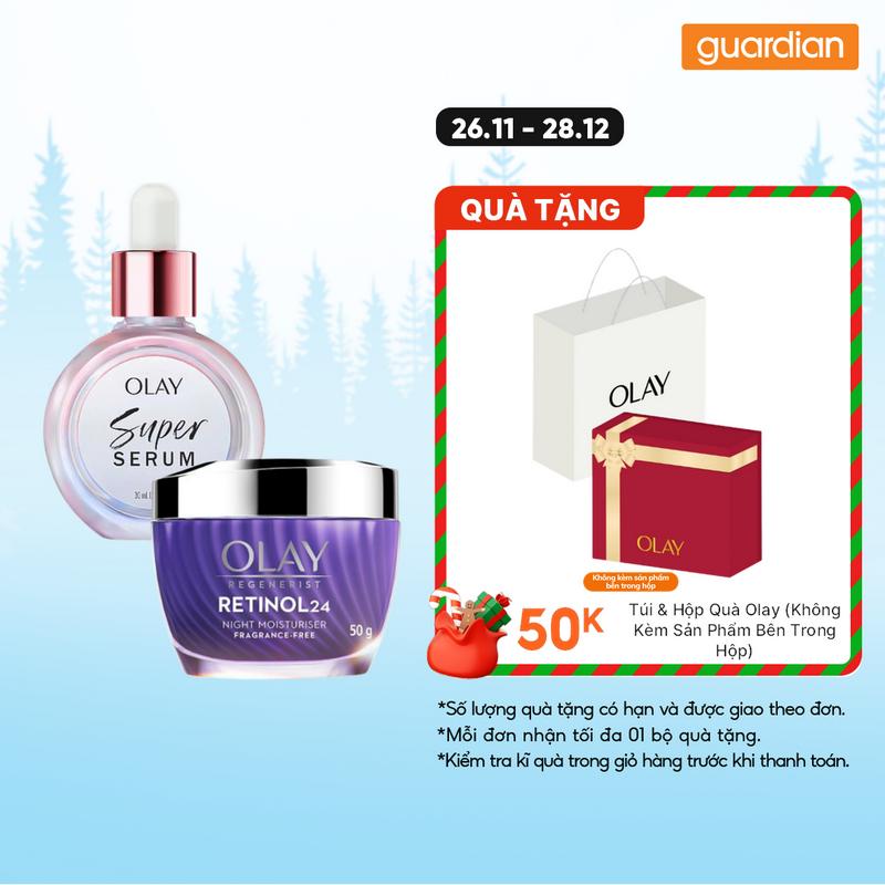  Combo Tinh Chất Serum Olay Super Serum 30Ml & Kem Dưỡng Regenerist Retinol 24 Night Moisturiser Olay 50Gr 