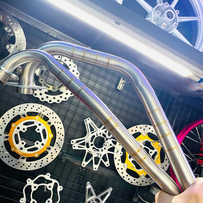 Cổ pô inox 304 + tặng kèm khâu siêu đẹp vân titan gắn các dòng xe