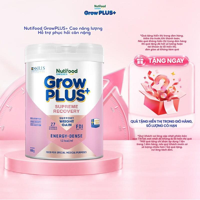 Sữa bột Nutifood GrowPLUS+ Cao Năng Lượng Supreme Recovery 800g