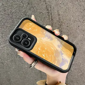 Casing Hp untuk Xiaomi POCO F5 Case sarung HP lembut casing Kesing ponsel pola mawar biru dan oranye Softcase pelindung silikon