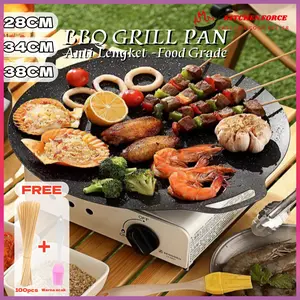 [KCF]Grill Pan Anti Lengket Panggangan 34cm Wajan Pemanggang COD Omicko 28cm 34cm 38cm alat baja Kitchenware pan grill pan Panci Burger Besi alat dapur unik alat dapur cuci gudang serba 10 ribu stainless steel deep fry