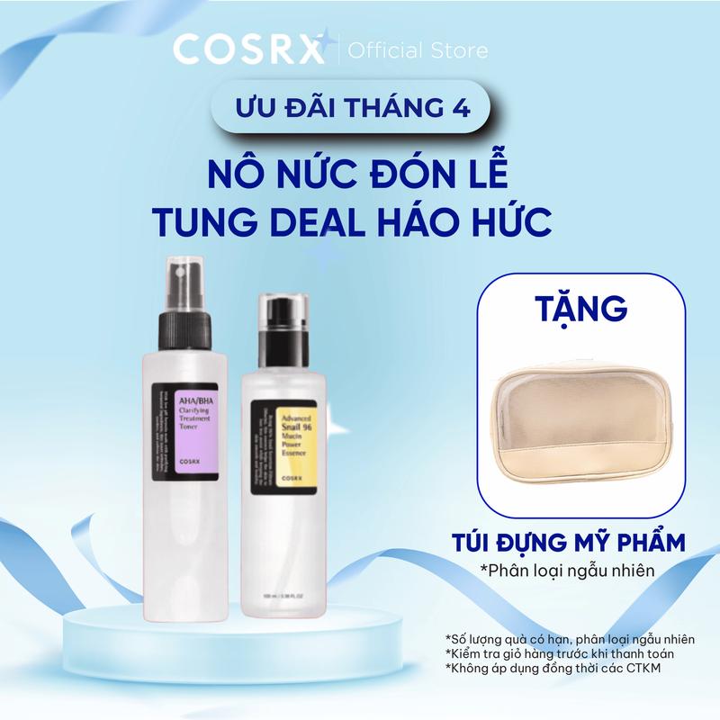 Combo Tinh chất dưỡng da COSRX Advanced Snail 96 Mucin Power Essence và Nước hoa hồng COSRX AHA/BHA Clarifying Treatment Toner và - Skincare, Làm Đẹp Da