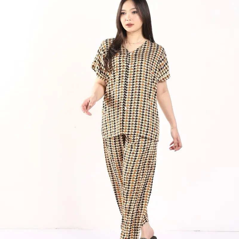 [DasterHitsMalang] One Set V Neck Celana Panjang/ Setelan Wanita / Piyama Wanita / One Set Rayon Premium Baju Busui Motif Pendek Tidur Katun Dewasa 1