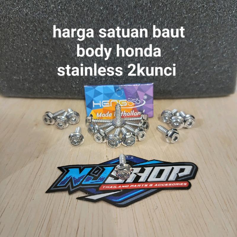 SATUAN probolt baut body honda beat scoopy vario all matic 2 kunci heng stainless original anti karat 0