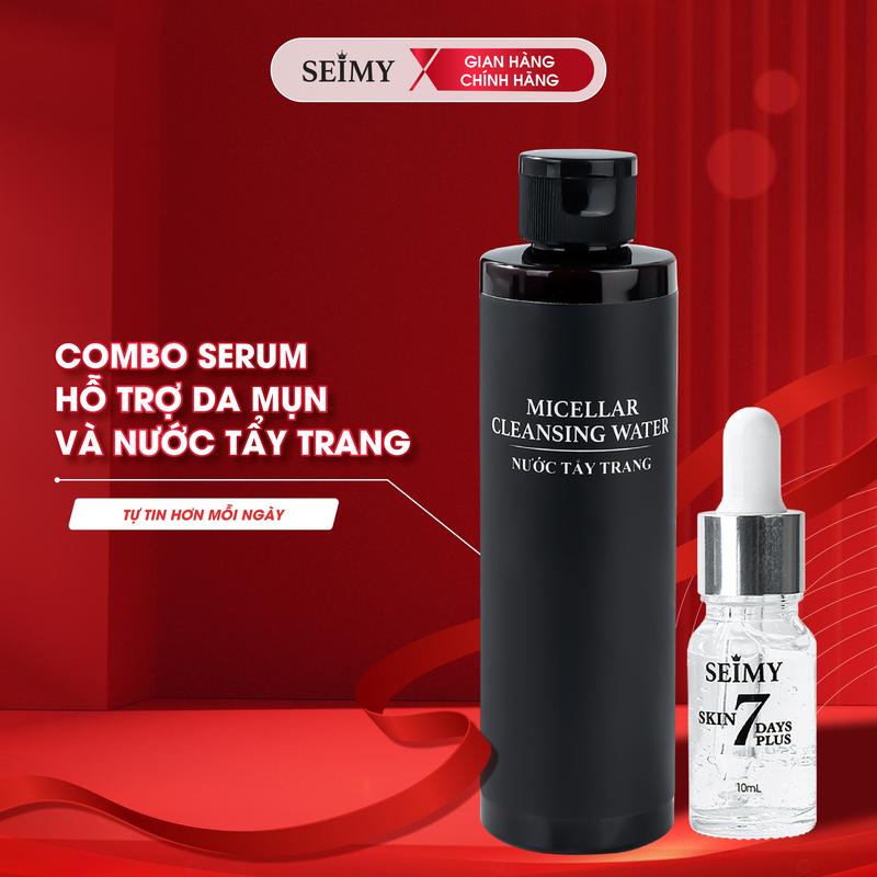 Combo Serum Hỗ Trợ Da Mụn Thâm SEIMY - Skin 7 Days Plus Kèm Nước Tẩy Trang Micellar Cleansing Water