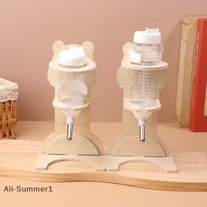 ?E?2Pcs Set Hamster Ball Water Bottle Rack Vertical Water Bottle Solid Wood Bracket Flower Branch Mouse Water Dispenser - with 125ml bottle