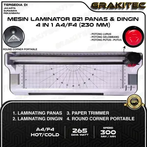 Mesin Laminating A4/F4 4in1 (230mm) 821/822/825 Fitur Combo Laminating + Paper Trimmer + Emergency Button