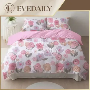 Bed Cover Set Pink Amona Mix Plain Baby Pink -  90x200 - 200x200 - Evedaily