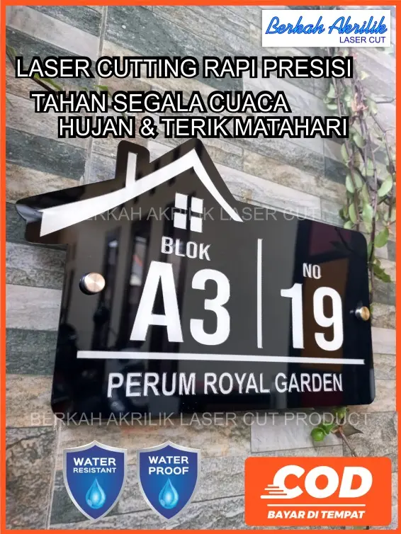 nomor rumah acrylic tahan hujan panas matahari Luxury VRZ series super glosy 3