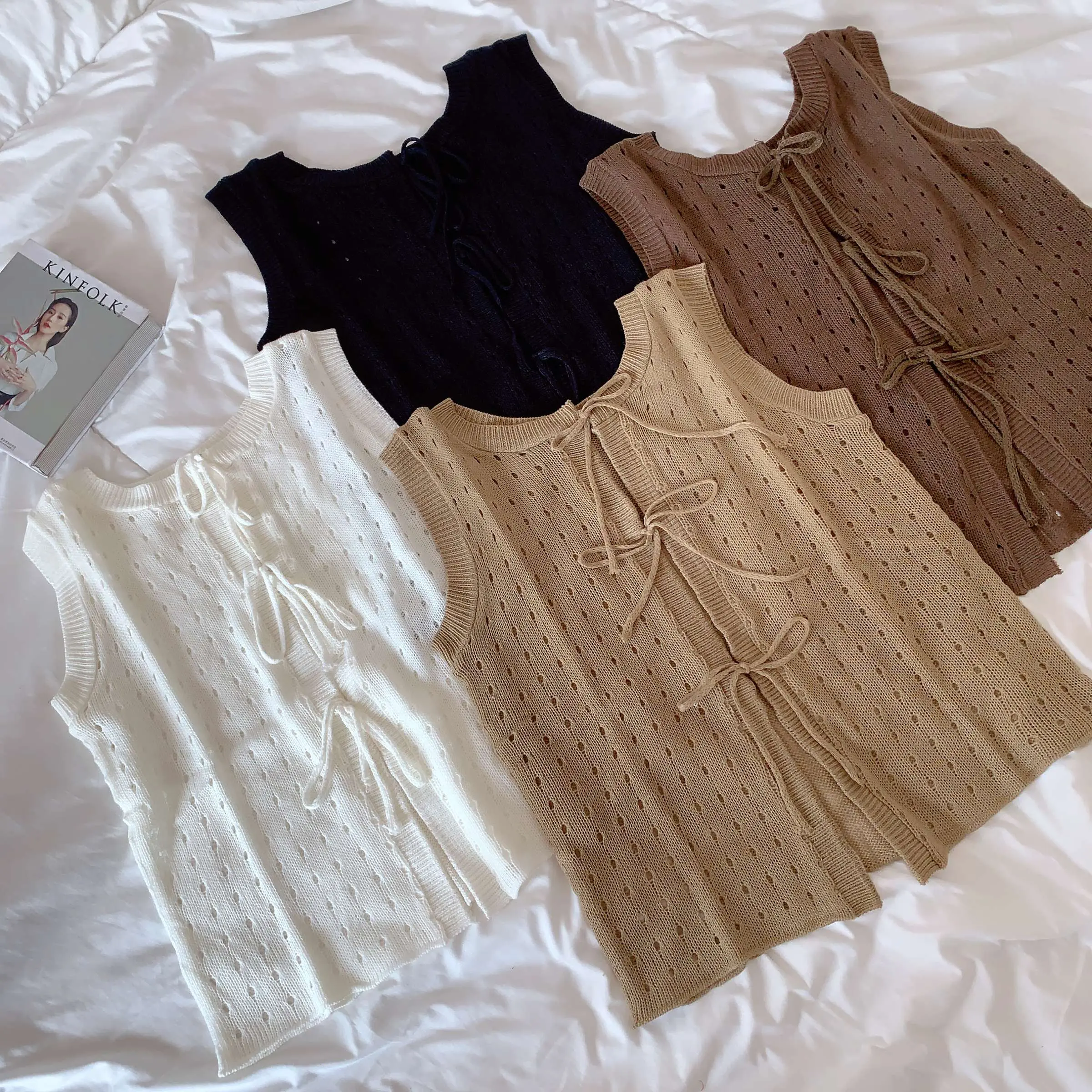 Lyora Vest Outer Coquette Knit Santai Wanita Rompi Atasan