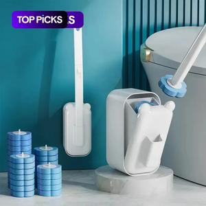 ホルダー付きトイレブラシセット、1セットトイレブラシ&ボウル&使い捨てリフィルブラシヘッドキット、掃除用品、ホームエッセンシャルバスルームガジェット、バスルームアクセサリー
