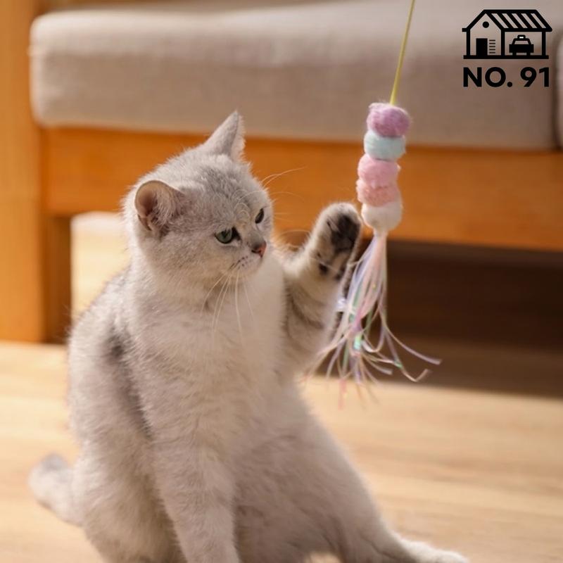 Đồ chơi gắn tường tự chơi có dây đàn hồi cho mèo - Sâu gắn tường có chuông cho chó mèo