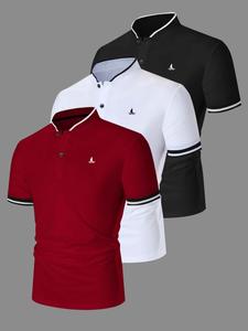 3 Pack Camisas tipo polo de alto rendimiento para hombre, Camisas de golf ajustadas y elegantes, Cómodas y casuales de mezcla de algodón para uso diario
