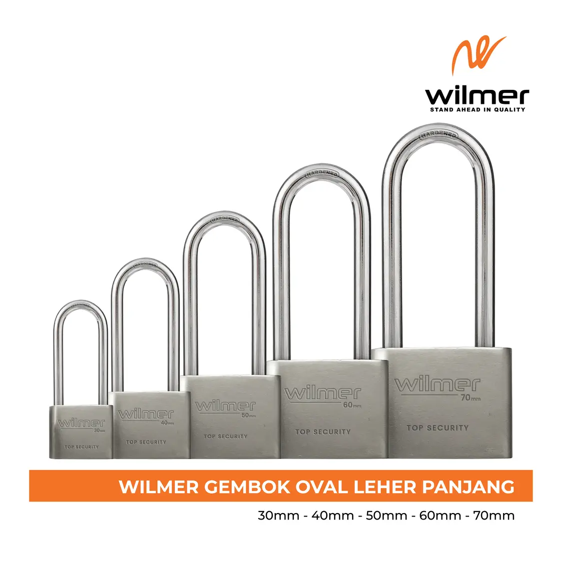 WILMER Gembok Chrome Leher Panjang - Gembok Oval - Gembok Gerbang Pintu
