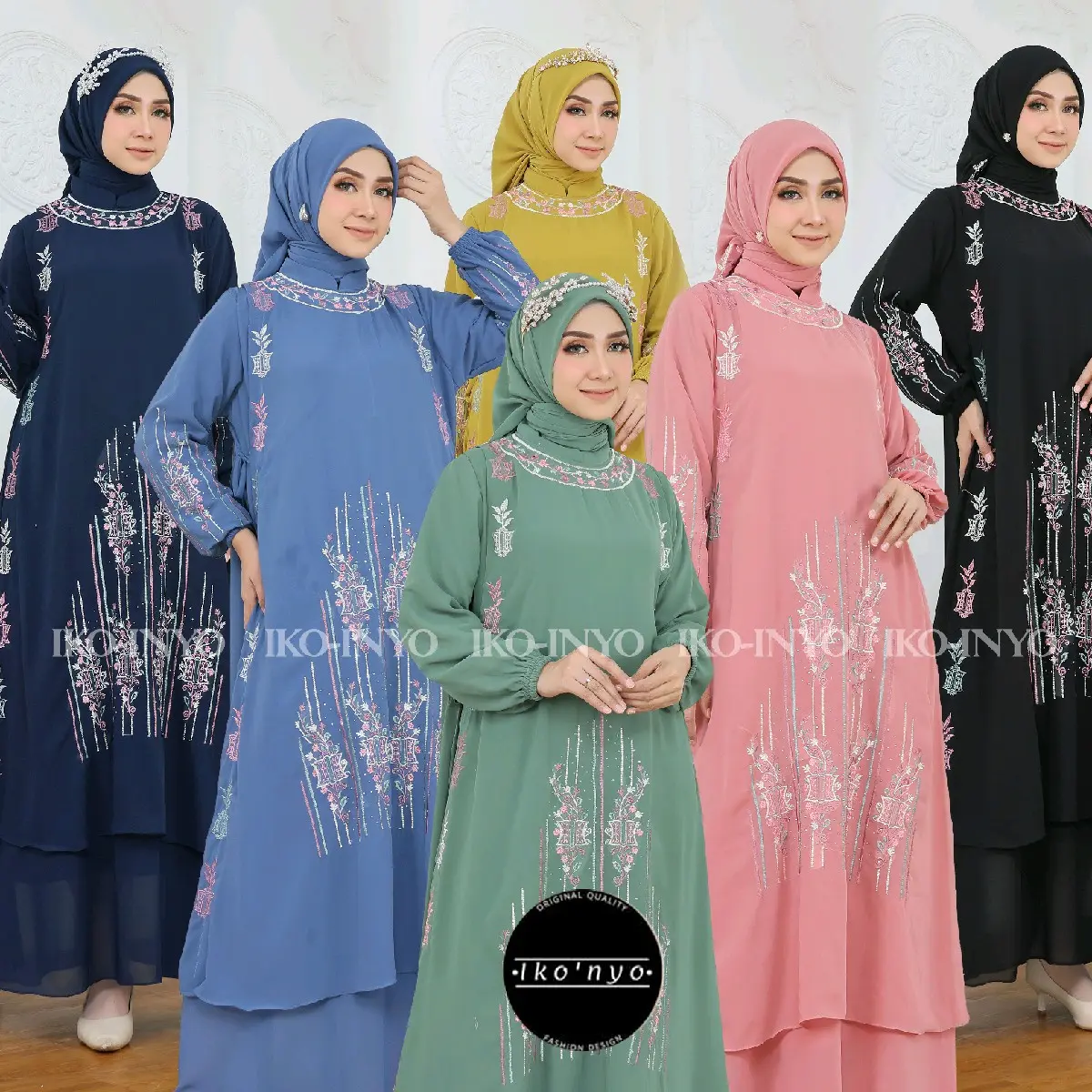 gamis  set hijab. gamis terbaru 2025 baju lebaran terkini crinkle airflow bisa dicuci dengan mesin
