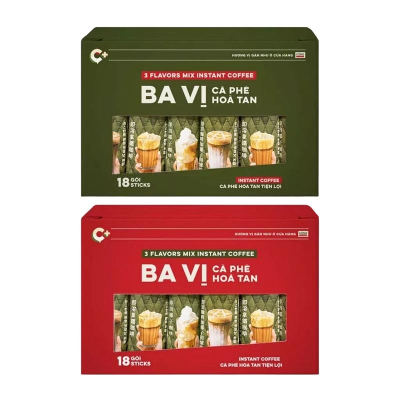  Cà phê hòa tan hộp 18 gói mix 3 vị bạc xỉu cốt dừa cà phê sữa thơm ngon dễ uống 