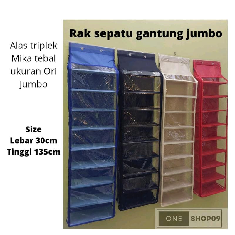 Rak Sepatu Gantung Polos Alas Triplek 9 Susun Resleting Mika Tebal 1