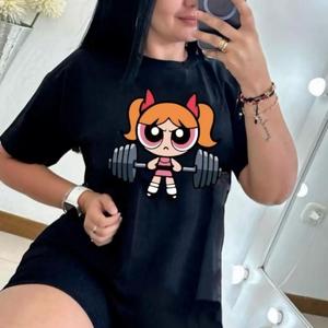 Nuevo crop topscrop topsbarata tu ropa Playera dama deportiva oversize chicas superdorosas gym bombom, bellota, burbuja girl power larga