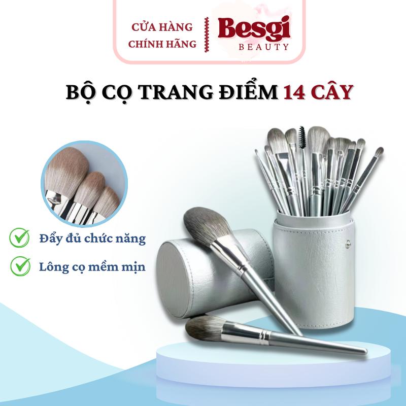  Bộ cọ trang điểm cá nhân 14 cây đa năng sang xịn kèm theo bao da đựng ống cắm cọ chuyên dùng makeup Mỹ Phẩm  nữ Cosmetic bộ  cọ 