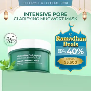 ELFORMULA Intensive Pore Clarifying Mugwort Mask - Clay Mask Mud Mask Acne Masker Wajah  Kering Clay Pembersih Kotoran Pori-pori Komedo Pores Eksfoliasi Mencerahkan Niacinamide Ceramide Extract Kusam Licorice Melembutkan Mengelupas Menthol