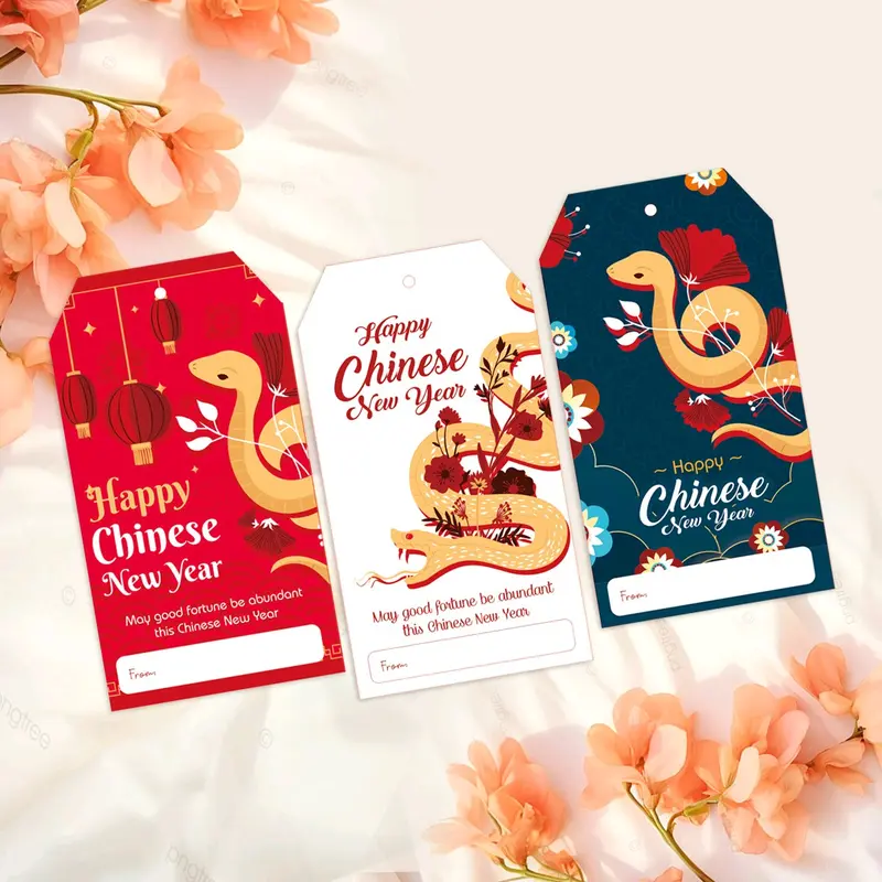 (40) Kartu Ucapan  Chinese New Year Xio Ular / Hang Tag / Gong Xi Fa Cai 2