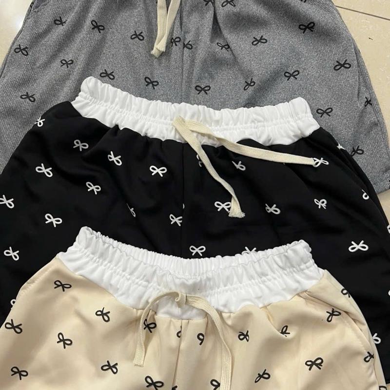 COM Bo 3 Quần SHORT đùi hoạ tiết hình NƠ có túi cạp chun phối vải thun Co giãn 4 chiều. 2
