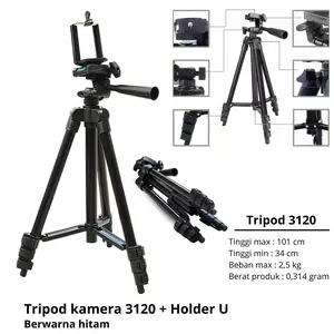 Tripod 3120 - Tripod Kamera Universal + Free Holder U dan Tas Tripod Dudukan Kamera Aluminium Camera Accessories Handphone Tripot