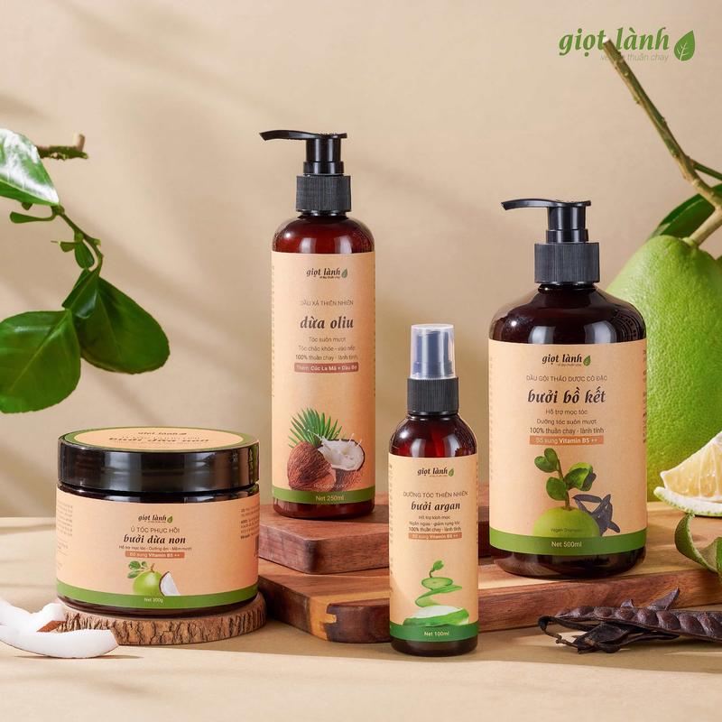 Combo 4 món Dầu gội - Dầu xả - Xịt dưỡng - Ủ tóc hỗ trợ mọc tóc Giọt Lành