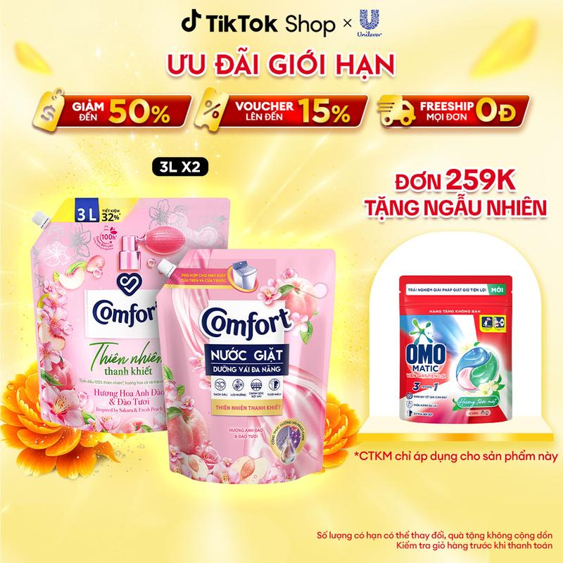 Combo Nước Giặt và Nước Xả Làm Mềm Vải Comfort Thiên Nhiên Thanh Khiết 3L [2]